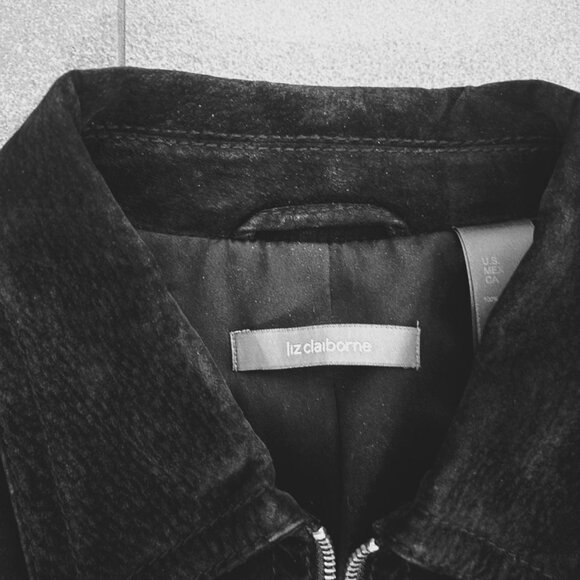 Liz Claiborne Black Suede Coat Size Large - Picture 2 of 9